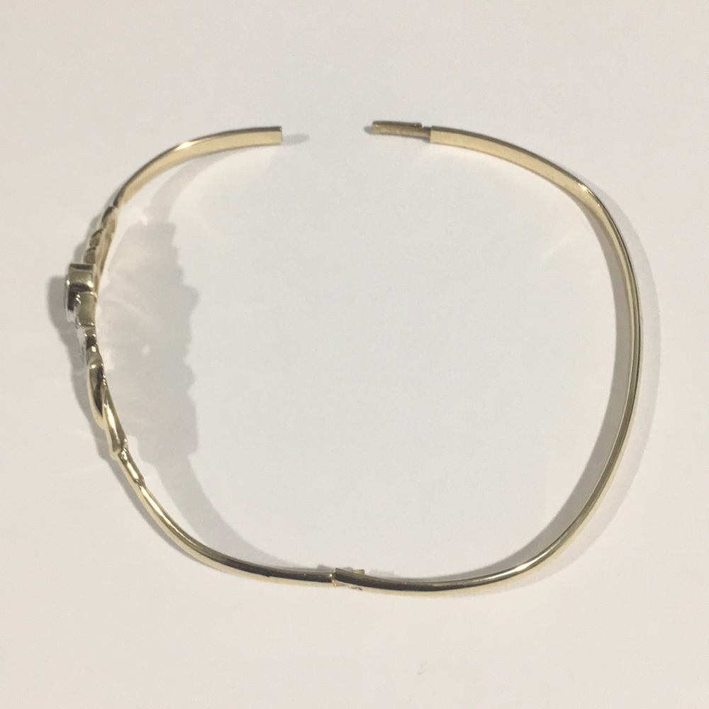 14k Yellow Gold Bangle Bracelet With Cz Stones 💎 - Picture 7 of 7
